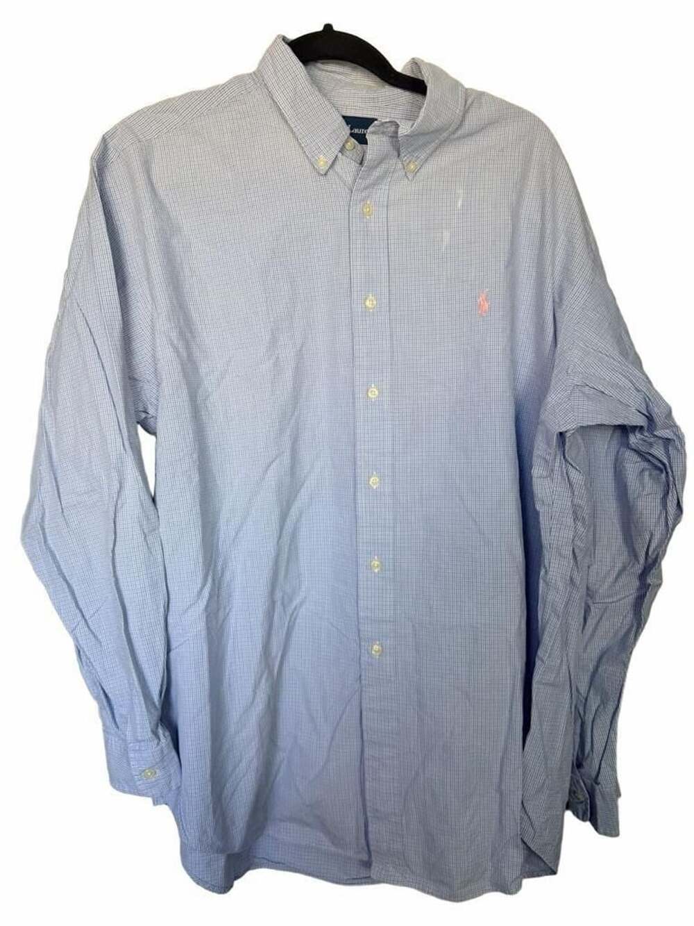 Ralph Lauren Blake Button Down Shirt Size XL Blue Gingham Check_228